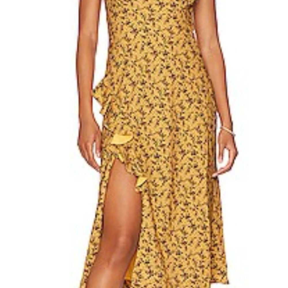 RHODE Irvetta Asymmetrical Dress in Yellow Floral